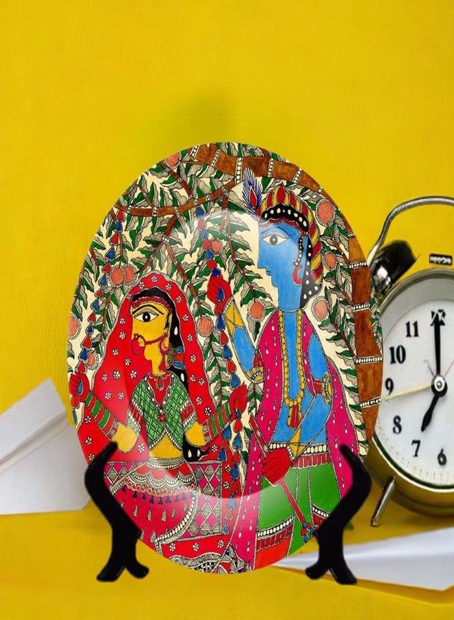 JIKRAA Ceramic Madhubani Print Handcrafted Plate (Multi_8.2 Inch X 8.2 Inch X 1.1 Inch) - Image 5