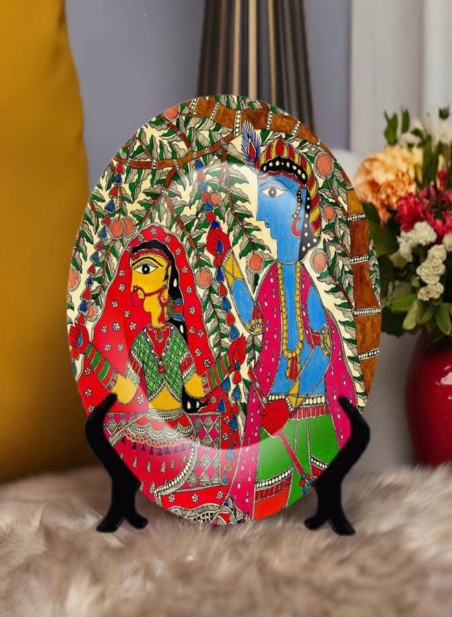 JIKRAA Ceramic Madhubani Print Handcrafted Plate (Multi_8.2 Inch X 8.2 Inch X 1.1 Inch) - Image 3
