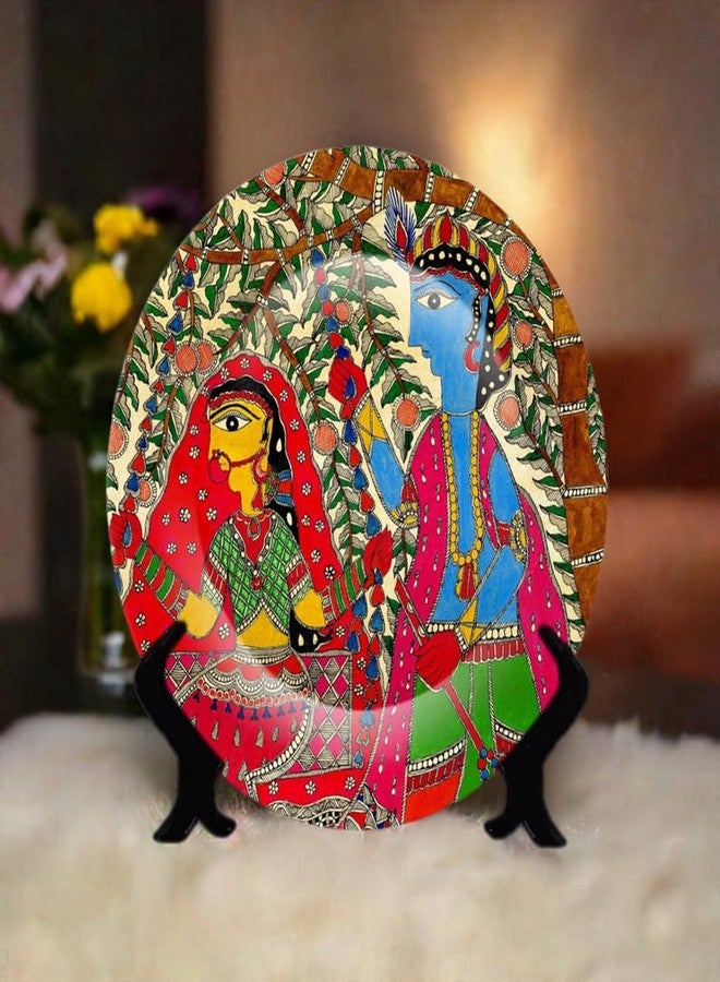 JIKRAA Ceramic Madhubani Print Handcrafted Plate (Multi_8.2 Inch X 8.2 Inch X 1.1 Inch) - Image 2