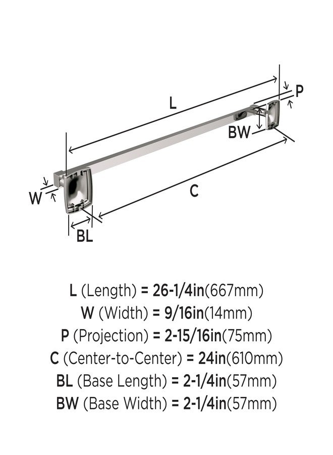 Amerock Stature Polished Nickel 24 inch (610mm) Towel Bar, BH36094PN - Image 3
