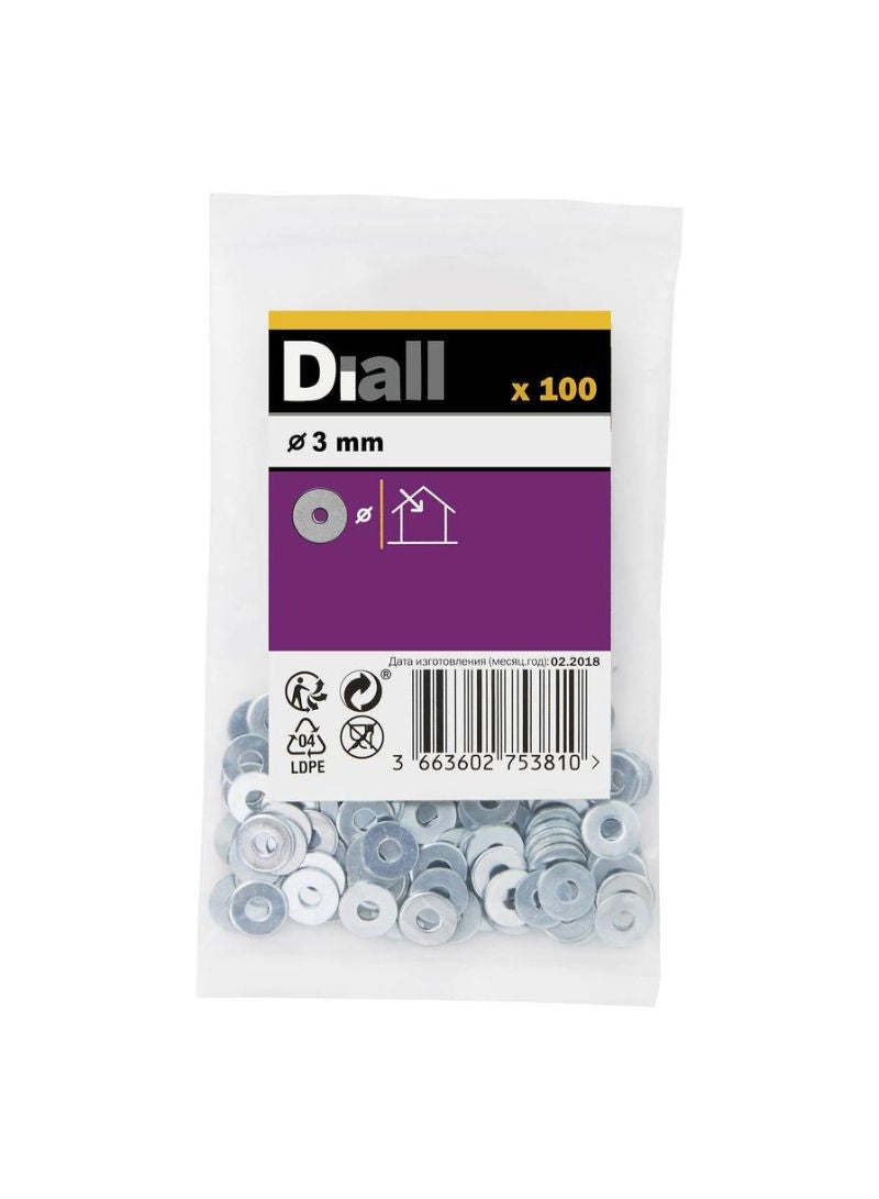 Carbon Steel Large Flat Washer Pack M3 100 Piece 