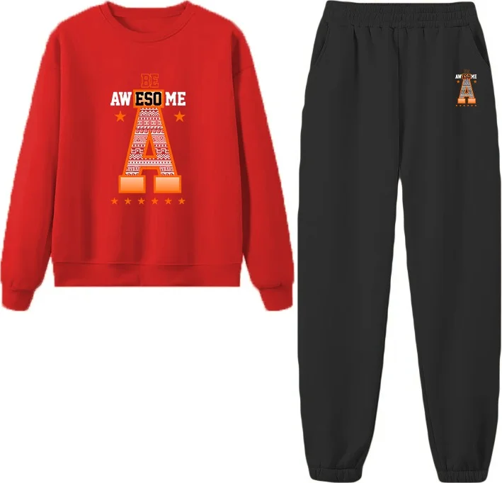 DogFish Tracksuit Set Oversize Avesome Printed Tracksuit Set,lover,couple Combination Red