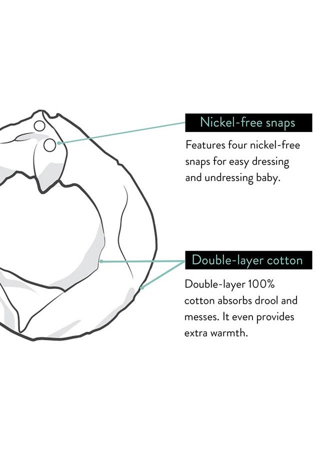 بازل بيبي مريلة لعاب الطفل من Bazzle Baby Scarf، مريلة مزدوجة الطبقات من القطن، إضافة مثالية لملابس الطفل، أزرار كبس قابلة للتعديل وخالية من النيكل، توفر الأناقة والدفء، من عمر 3 إلى 24 شهرًا (سماء الليل وخطوط القلم)  - Image 4