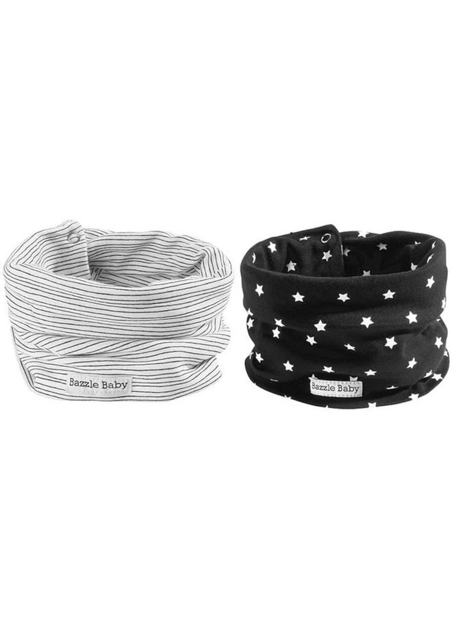 بازل بيبي مريلة لعاب الطفل من Bazzle Baby Scarf، مريلة مزدوجة الطبقات من القطن، إضافة مثالية لملابس الطفل، أزرار كبس قابلة للتعديل وخالية من النيكل، توفر الأناقة والدفء، من عمر 3 إلى 24 شهرًا (سماء الليل وخطوط القلم)  - Image 1