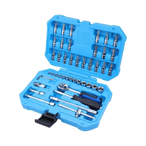 Taparia SA46 Socket Set, 1/4 Inch Drive, 46 Pieces | Chrome Vanadium Steel Sockets & Bits | Professional Mechanic & Home Tool Kit. Suited for Professionals, Workshops, Industries and DIY. - Image 1
