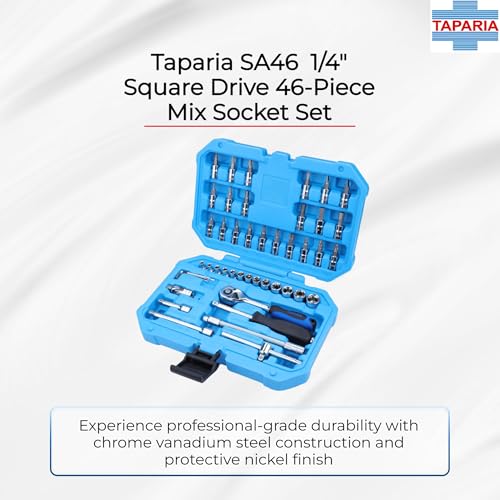 Taparia SA46 Socket Set, 1/4 Inch Drive, 46 Pieces | Chrome Vanadium Steel Sockets & Bits | Professional Mechanic & Home Tool Kit. Suited for Professionals, Workshops, Industries and DIY. - Image 2