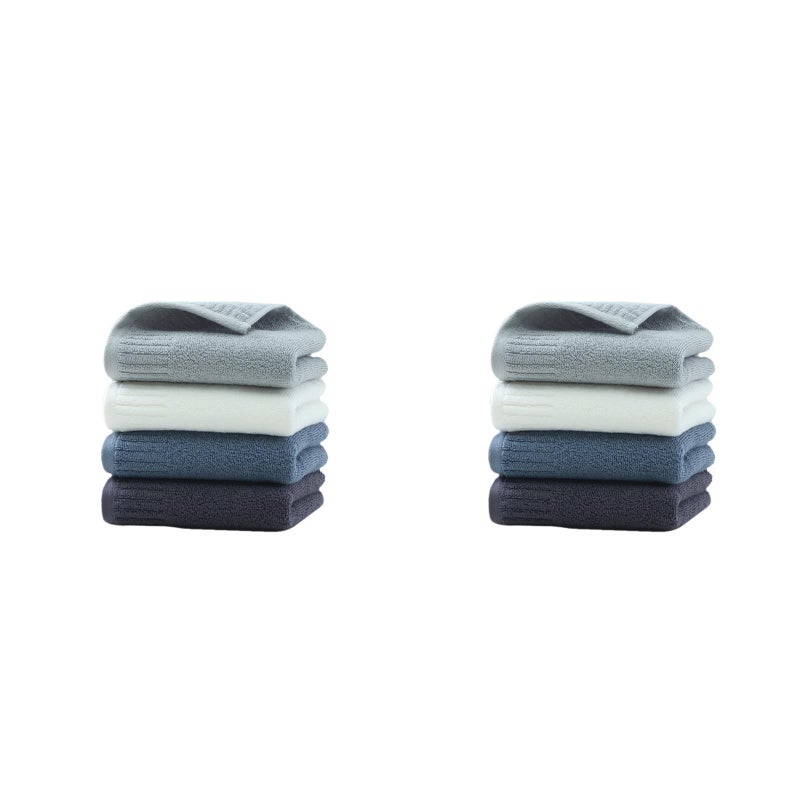 8 Pcs Cotton Towel Thicken Facial Towel Color Washcloth Bathroom Towel (Dark Grey, Dark , White, Grey) - Image 1