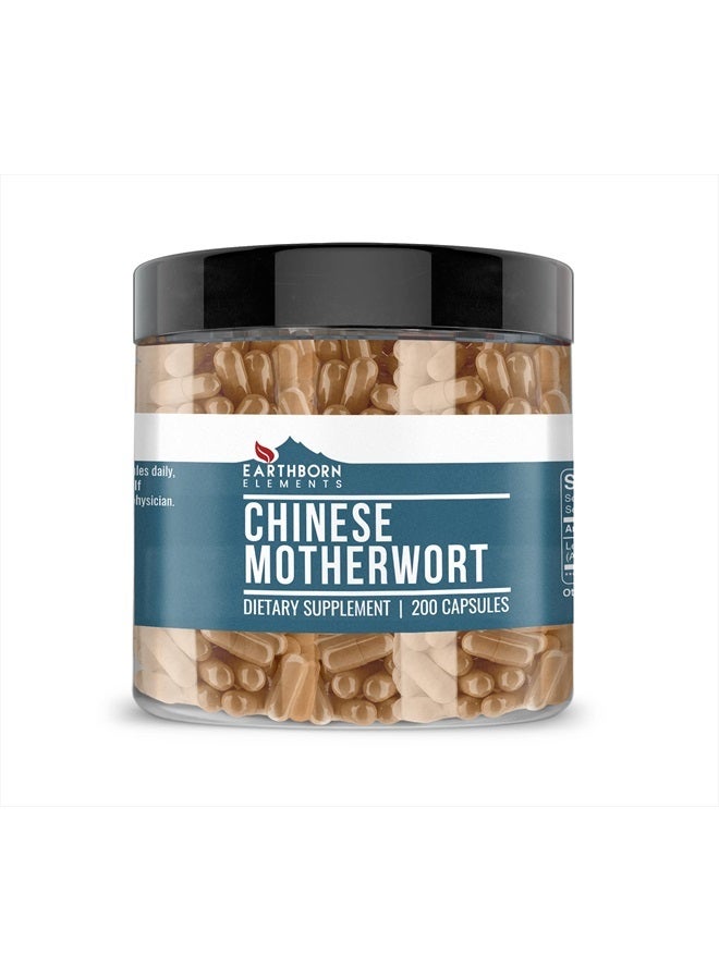 earthborn elements Chinese Motherwort 200 Capsules, Pure & Undiluted, No Additives - Image 1