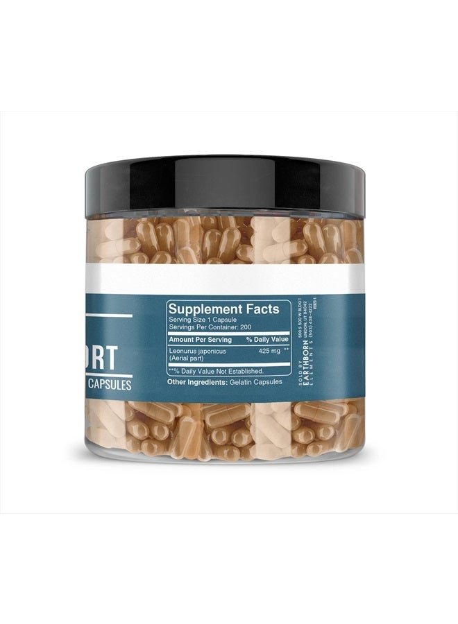 earthborn elements Chinese Motherwort 200 Capsules, Pure & Undiluted, No Additives - Image 2