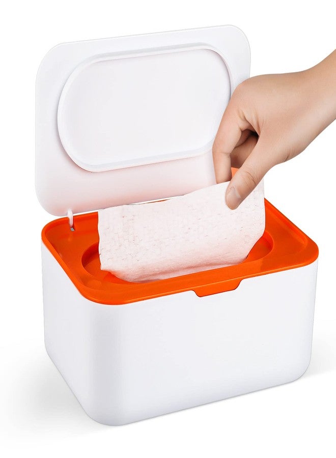 Flenpptly Baby Wipes Dispenser, Wipes Case Baby Wipe Holder Keeps Wipes Fresh, Non-Slip, Easy Open & Close (Orange) - Image 1