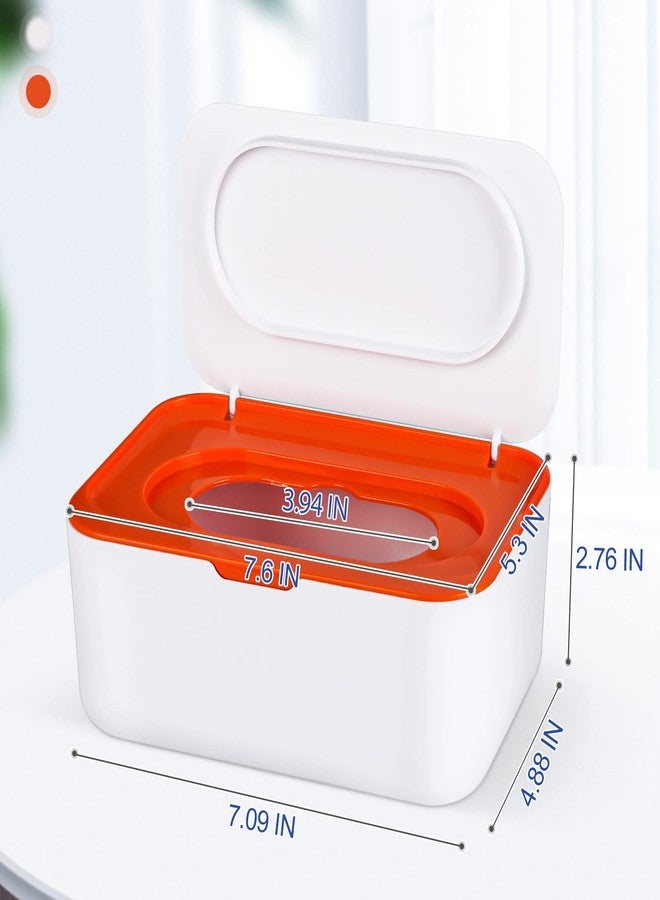 Flenpptly Baby Wipes Dispenser, Wipes Case Baby Wipe Holder Keeps Wipes Fresh, Non-Slip, Easy Open & Close (Orange) - Image 2