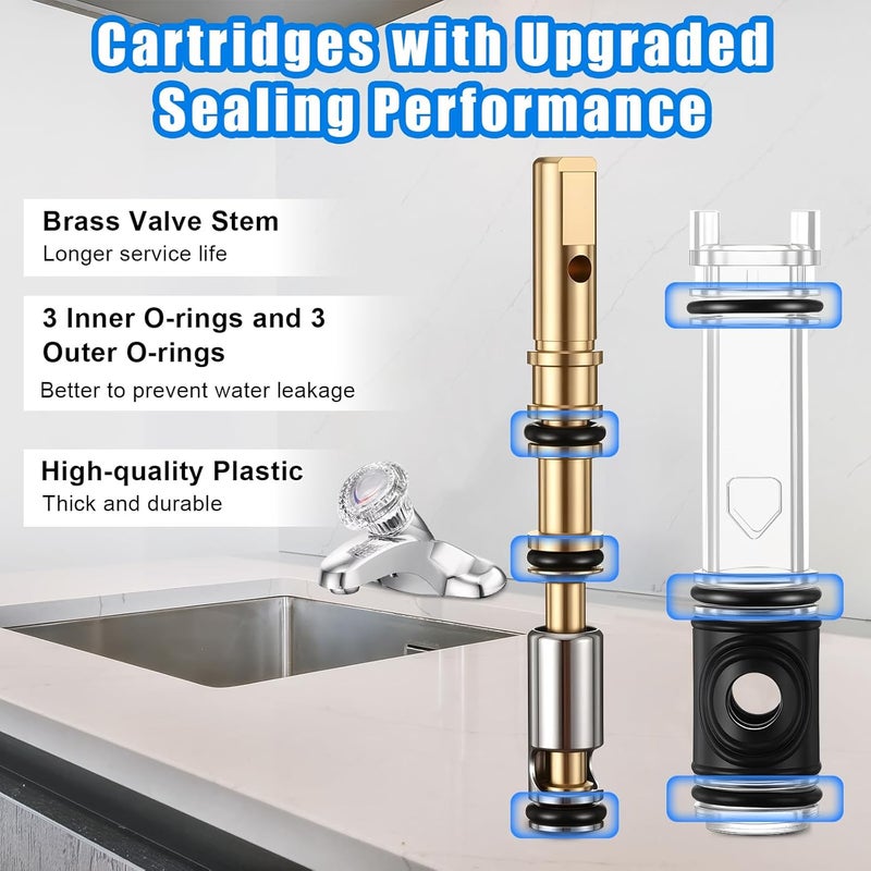 Enhon 2 Pack Dual Seal Cartridge Replacement Compatible with Moen 1225 1225B, One Handle Lavatory and Bathroom Faucet Cartridge Fits Single Handle Faucet/Showers, Brass - Image 4