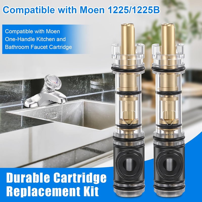 Enhon 2 Pack Dual Seal Cartridge Replacement Compatible with Moen 1225 1225B, One Handle Lavatory and Bathroom Faucet Cartridge Fits Single Handle Faucet/Showers, Brass - Image 3