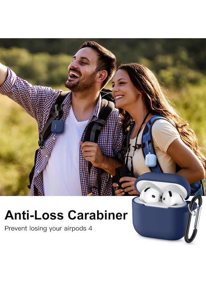 Soft Silicone Full Protective Case Compatible with AirPods 3 with Keychain for Women Men (Blue)
