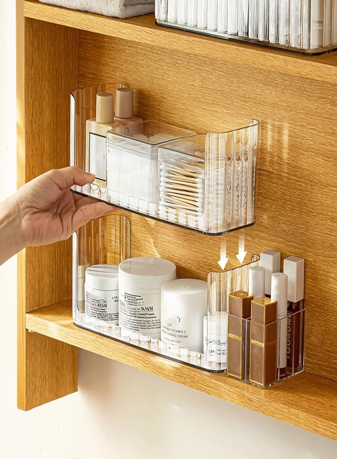 MORNITE 2-Tier Medicine Cabinet Shelves Organizer, Makeup Storage Holder Compartments, Shelf Trays for Bathroom Cabinet Wall, Counter, Vanity, Kitchen - Clear - Image 4