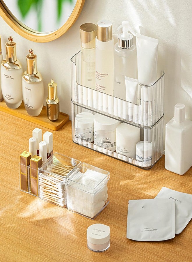 MORNITE 2-Tier Medicine Cabinet Shelves Organizer, Makeup Storage Holder Compartments, Shelf Trays for Bathroom Cabinet Wall, Counter, Vanity, Kitchen - Clear - Image 3