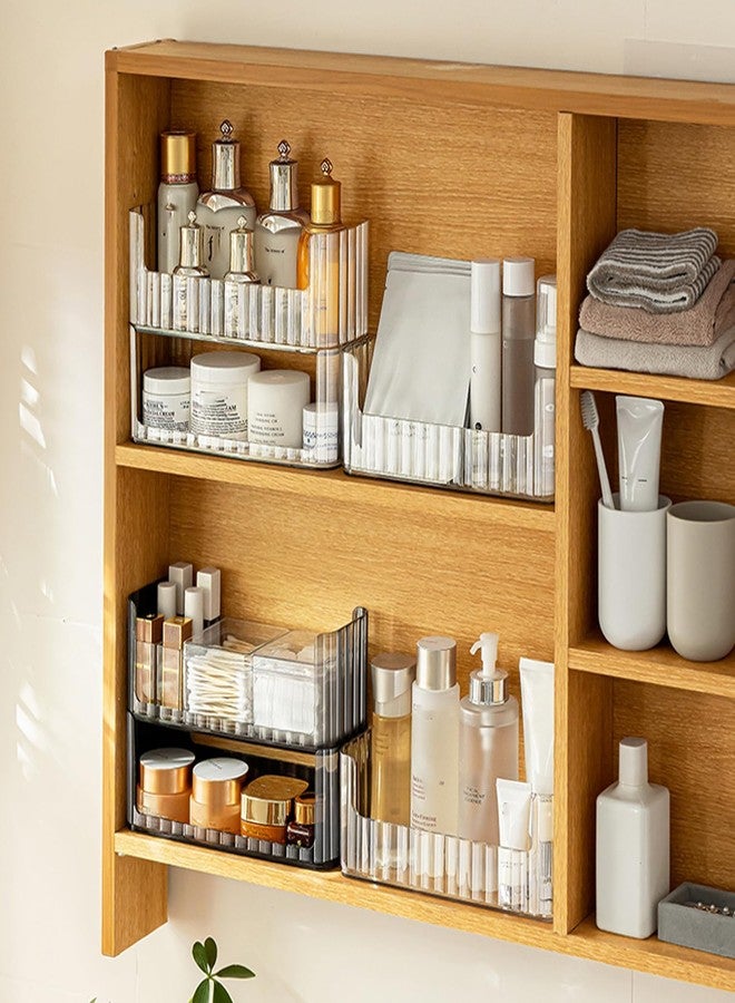 MORNITE 2-Tier Medicine Cabinet Shelves Organizer, Makeup Storage Holder Compartments, Shelf Trays for Bathroom Cabinet Wall, Counter, Vanity, Kitchen - Clear - Image 2