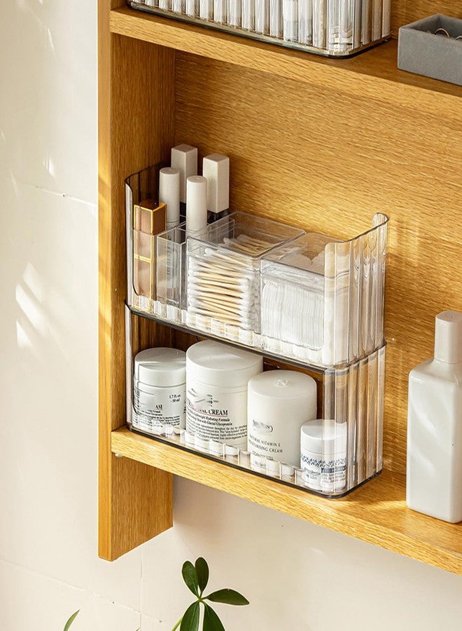 MORNITE 2-Tier Medicine Cabinet Shelves Organizer, Makeup Storage Holder Compartments, Shelf Trays for Bathroom Cabinet Wall, Counter, Vanity, Kitchen - Clear - Image 1