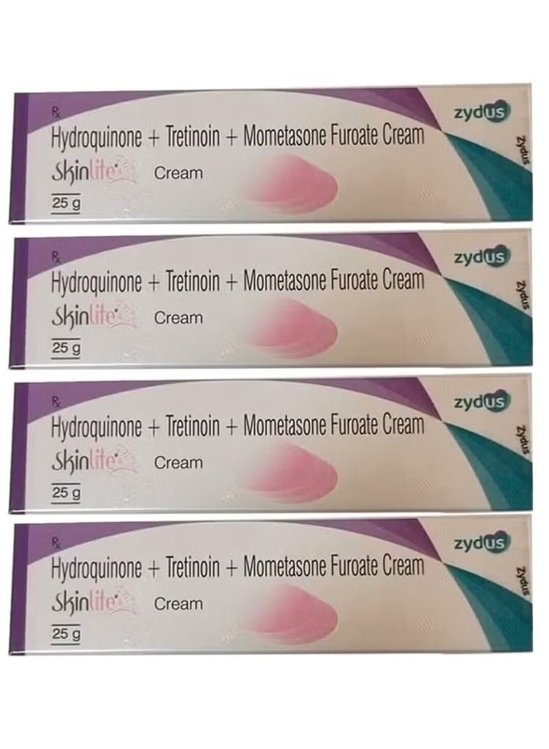 Skinlight cream for treating melasma, hyperpigmentation, whitening, and skin lightening. Four pieces, 25 grams each.