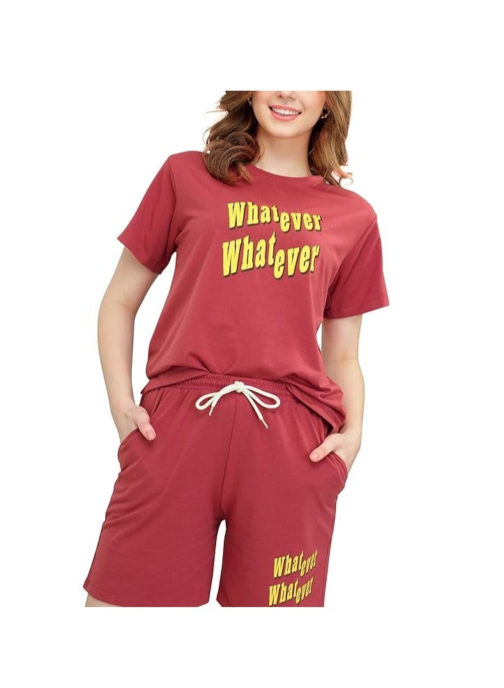 Accessorize Kingdom Women's Cotton Typography Printed Night Suit Set of Top & Shorts Pajama Set  - Image 2