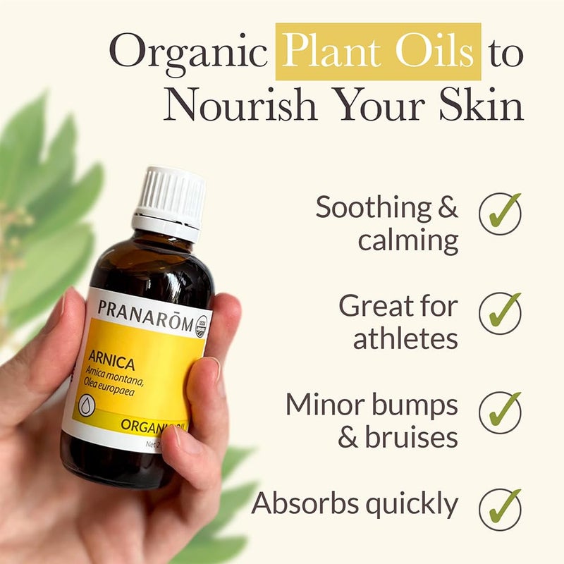 براناروم Pranarom - USDA Certified Organic French Arnica Virgin Plant Oil - 2 fl oz Glass Bottle - Massage Oil for Body, Relaxing, Soothing for Joints u0026 Muscles - Image 2