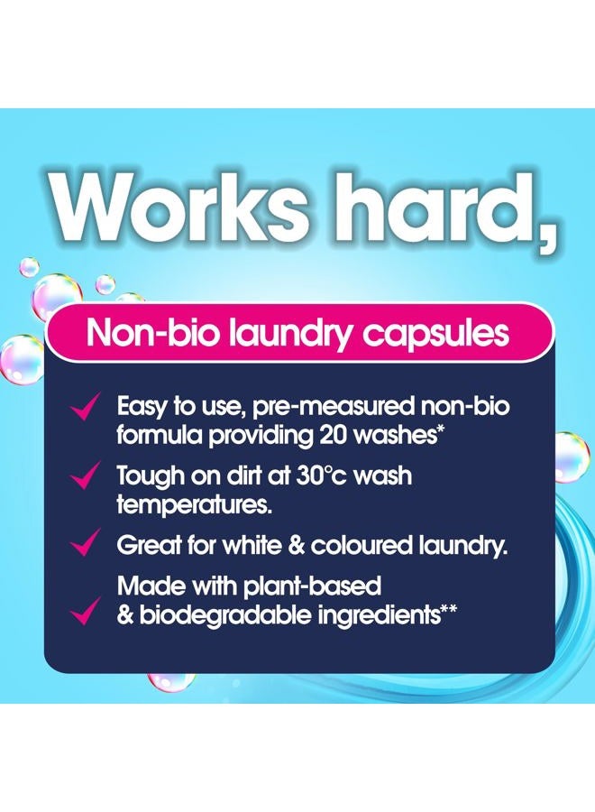 ecozone Non Bio Laundry Capsules, Highly Concentrated Washing Detergent Pods, Effective Cleaning for Clothing & Fabrics, Gentle Natural Eco Friendly Vegan Formula (20 Tabs) - Image 2