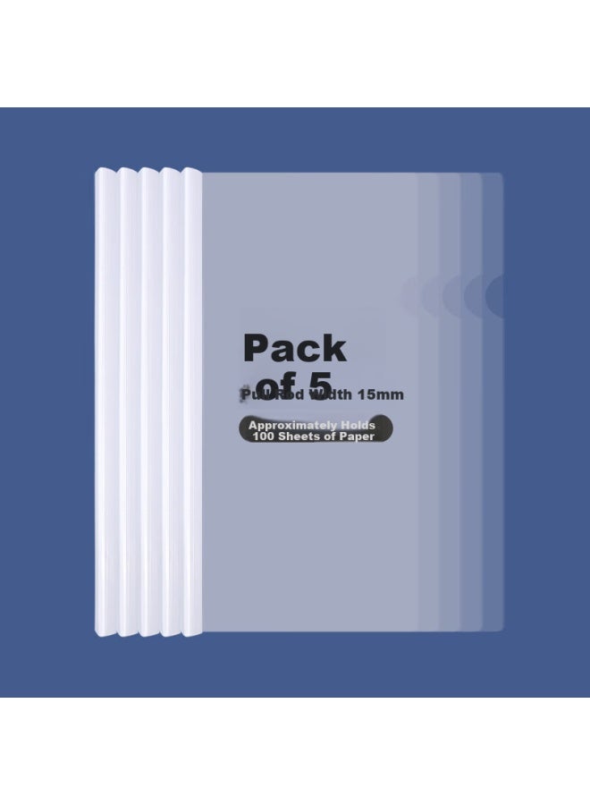 Simaa 5pcs A4/15mm Thickened Pull Rod Clip Office Report Clip Pull Rod Clip Folder Data Clip White Stationery 6079 - Image 3