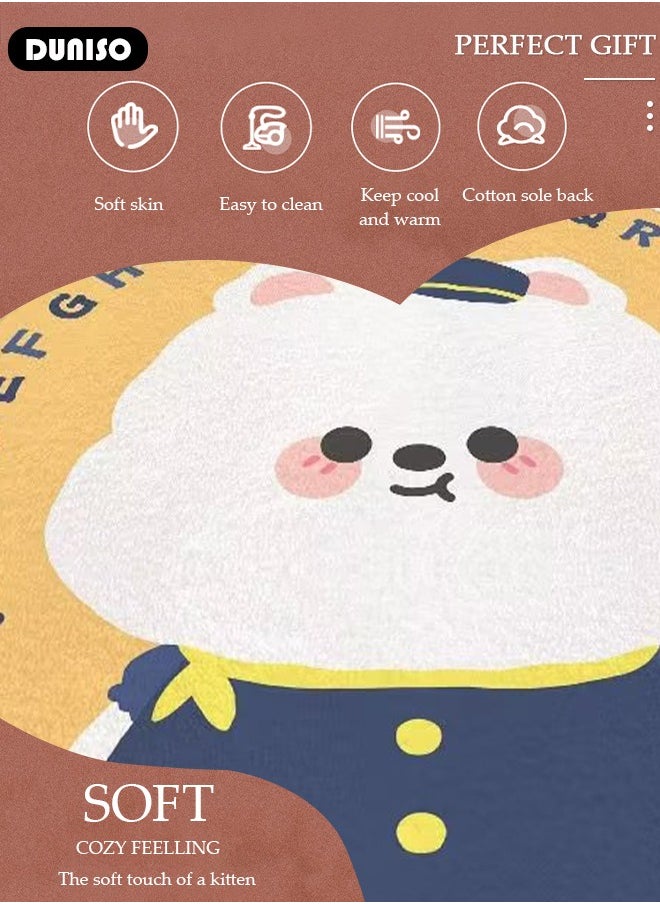 DUNISO Cartoon Round Kids Rug, Animals Non Slip Super Soft Plush Area Rug for Kids Room Playroom Nursery Bedroom, Educational Washable Circular Floor Mat for Home Room Decorative  - Image 3