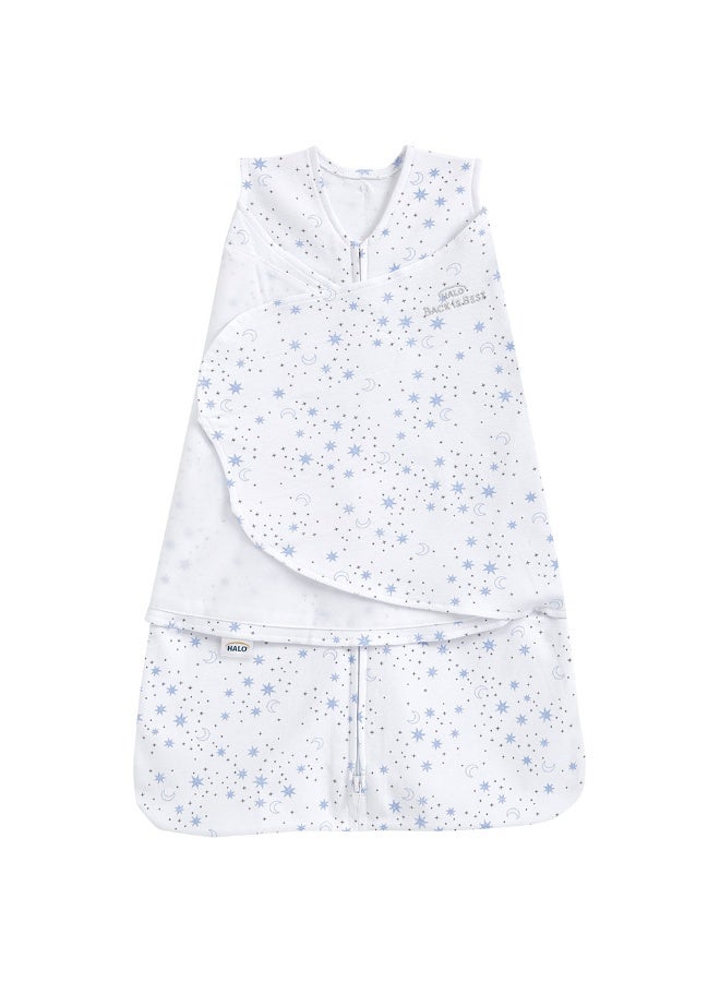 Halo Baby Sleeping Bag Swaddle, 1.5 Tog Sleepsack, 100% Cotton, Blue Moons Sleeping Sack For Newborn Babies, Easy Zip Access Nappy Change, Wearable Blanket Grow Bag, Boys And Girls, 3 To 6 Months - Image 1