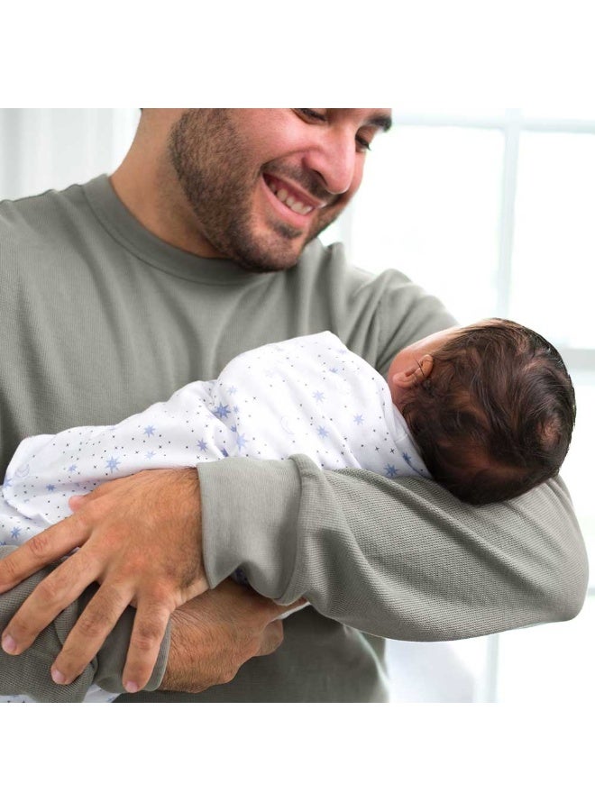 Halo Baby Sleeping Bag Swaddle, 1.5 Tog Sleepsack, 100% Cotton, Blue Moons Sleeping Sack For Newborn Babies, Easy Zip Access Nappy Change, Wearable Blanket Grow Bag, Boys And Girls, 3 To 6 Months - Image 3