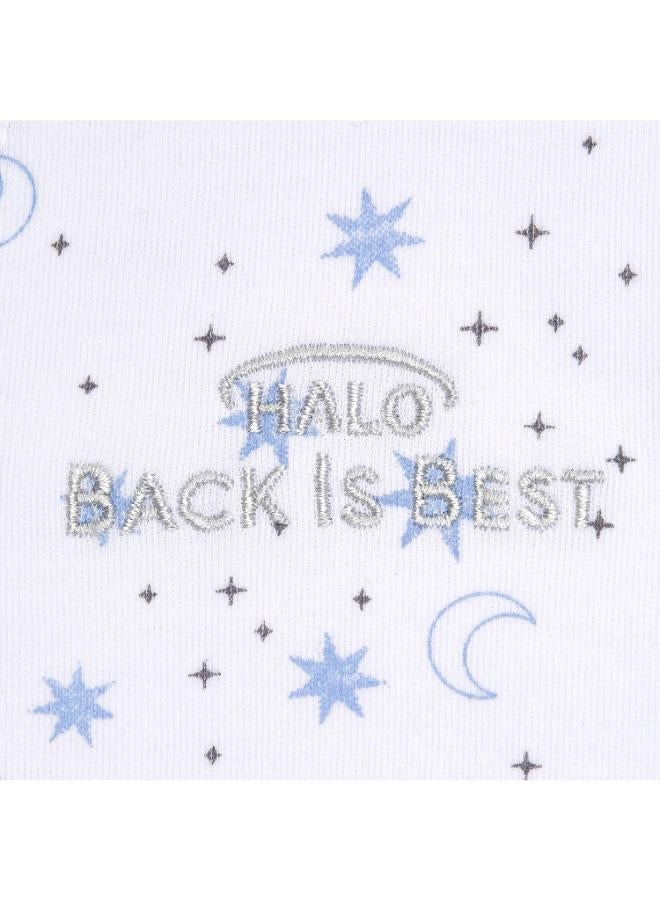 Halo Baby Sleeping Bag Swaddle, 1.5 Tog Sleepsack, 100% Cotton, Blue Moons Sleeping Sack For Newborn Babies, Easy Zip Access Nappy Change, Wearable Blanket Grow Bag, Boys And Girls, 3 To 6 Months - Image 2