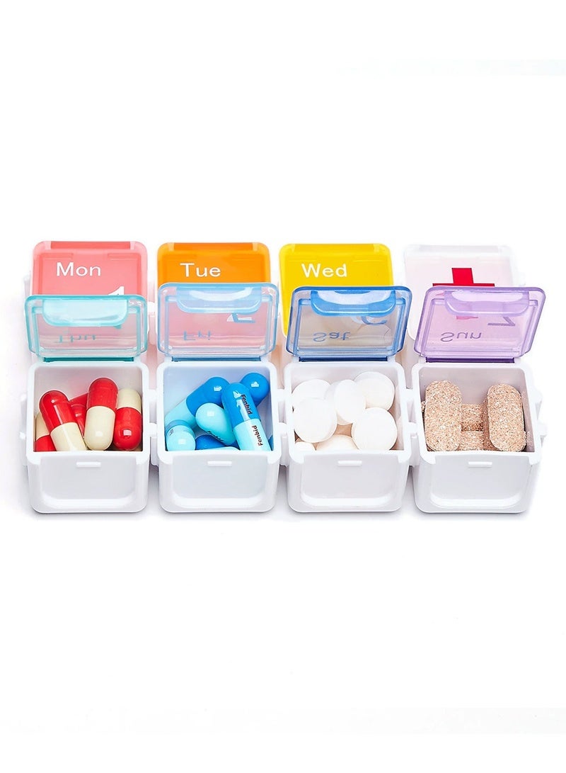 lebonaer Pill Boxes 7 Day Portable Storage Box Weekly Organizer to Hold Vitamins, Cod Liver Oil, Supplements and Medication for Travel Work(multi-color) - Image 3
