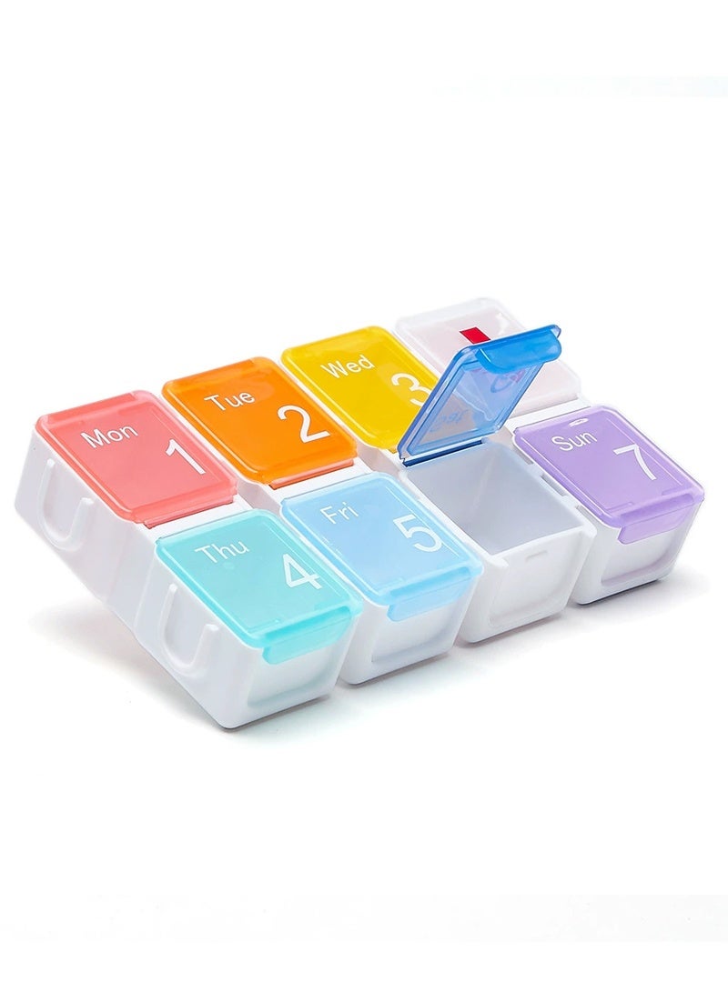 lebonaer Pill Boxes 7 Day Portable Storage Box Weekly Organizer to Hold Vitamins, Cod Liver Oil, Supplements and Medication for Travel Work(multi-color) - Image 2