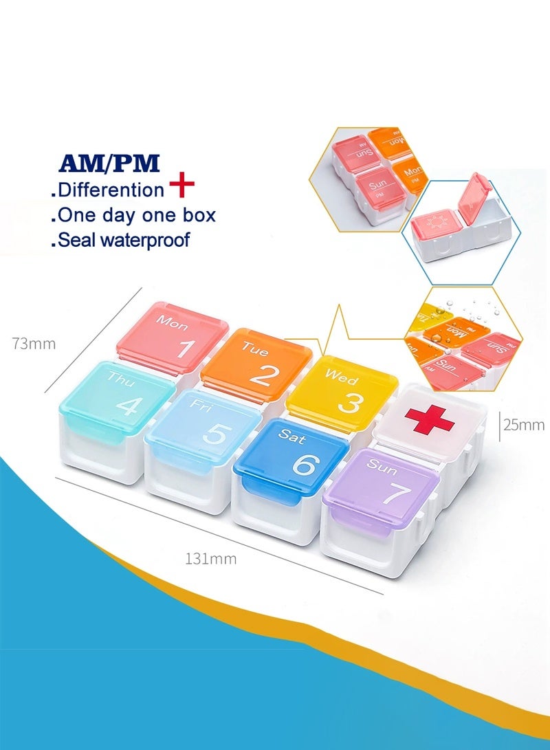 lebonaer Pill Boxes 7 Day Portable Storage Box Weekly Organizer to Hold Vitamins, Cod Liver Oil, Supplements and Medication for Travel Work(multi-color) - Image 4