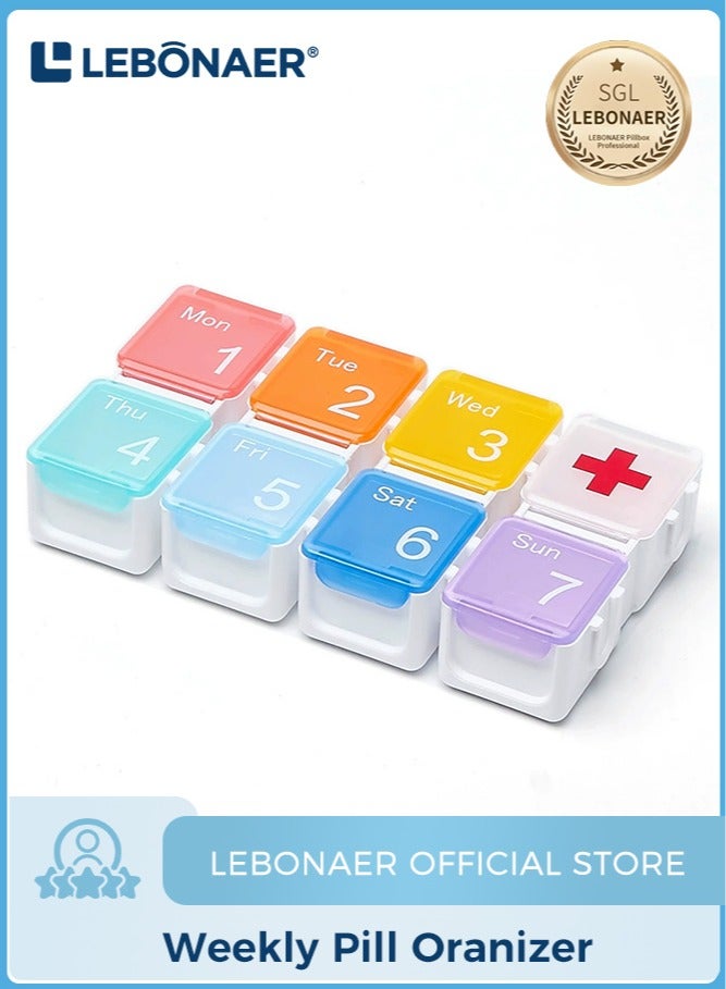 lebonaer Pill Boxes 7 Day Portable Storage Box Weekly Organizer to Hold Vitamins, Cod Liver Oil, Supplements and Medication for Travel Work(multi-color) - Image 1