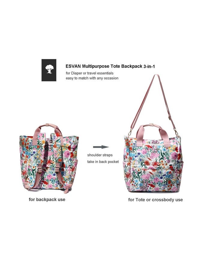 ESVAN ESVAN Diaper Tote Bag Totepack Backpack Crossbody Bag 3 in 1 for Women Laptop Backpack Multifunctional with Insulated Pockets - Image 3