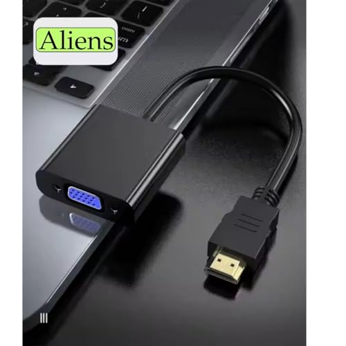Aliens HDMI to VGA Adapter High-Speed 1080P HDTV Converter Male to Female with Audio Cable for Computer, Desktop, Laptop, PC, Monitor, Projector, HDTV & Other Devices with HDMI Connection (Black) - Image 2