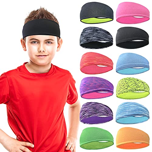 JOYOYO 12 Colors Headbands Breathable Athletic Sweatbands Sports Headband Moisture Wicking Elastic Hairband for Kids Children and Teenagers - Image 1