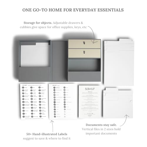 Savor | All-in-One Desk Organizer | Slate Gray – Keep Desk, Office, and Home Organized All-In-One Storage System for Important Files, Documents, Stationery, and Office Supplies - Image 4