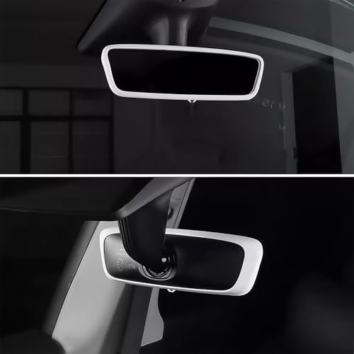 TSTESE 2PCS Protector Trim Frame Compatible with Tesla Model 3 Y 2020-2024 2026 Screen Edge Frame Rearview Mirror Cover Interior Silicone Decorations Center Console Decor Highland Juniper Accessories (White) - Image 4
