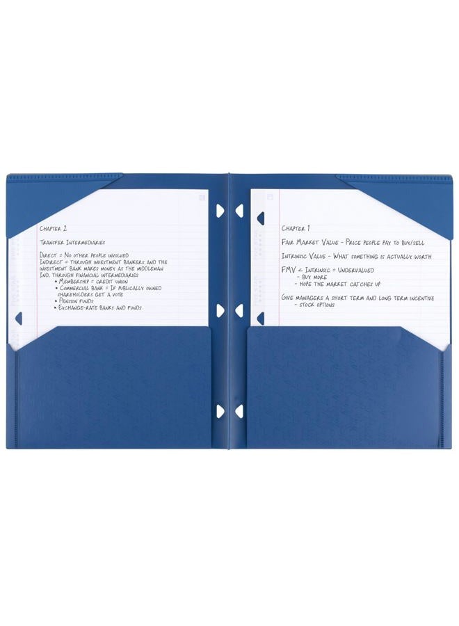 Five Star 2-Pocket Folders, 4 Pack, Plastic Folders with Stay-Put Tabs, Fits 3-Ring Binder, Holds 11” x 8-1/2”, Assorted Colors (38049) - Image 3