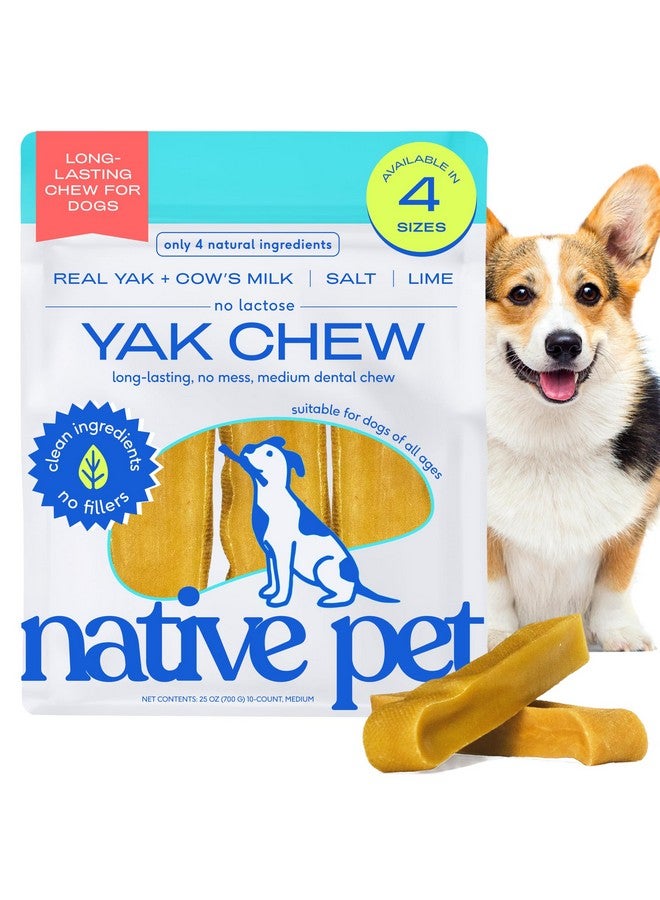 Native Pet Yak Cheese Himalayan Dog Chews - Long Lasting Dental Sticks for Medium Breeds - 100% All Natural Himalayan Yak Chews for Medium Dogs - Cheese Bone for Aggressive Chewers - 10 Per Pack - Image 1
