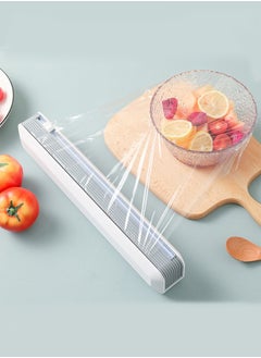 Miya Cling Film and Foil Cutter, 2 in 1, Food Wrap Dispenser with Magnetic Suction,1 Roll Plastic Food Wrap Included, Cutter wall Mounted (White)  - Image 1