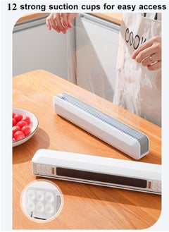 Miya Cling Film and Foil Cutter, 2 in 1, Food Wrap Dispenser with Magnetic Suction,1 Roll Plastic Food Wrap Included, Cutter wall Mounted (White)  - Image 4