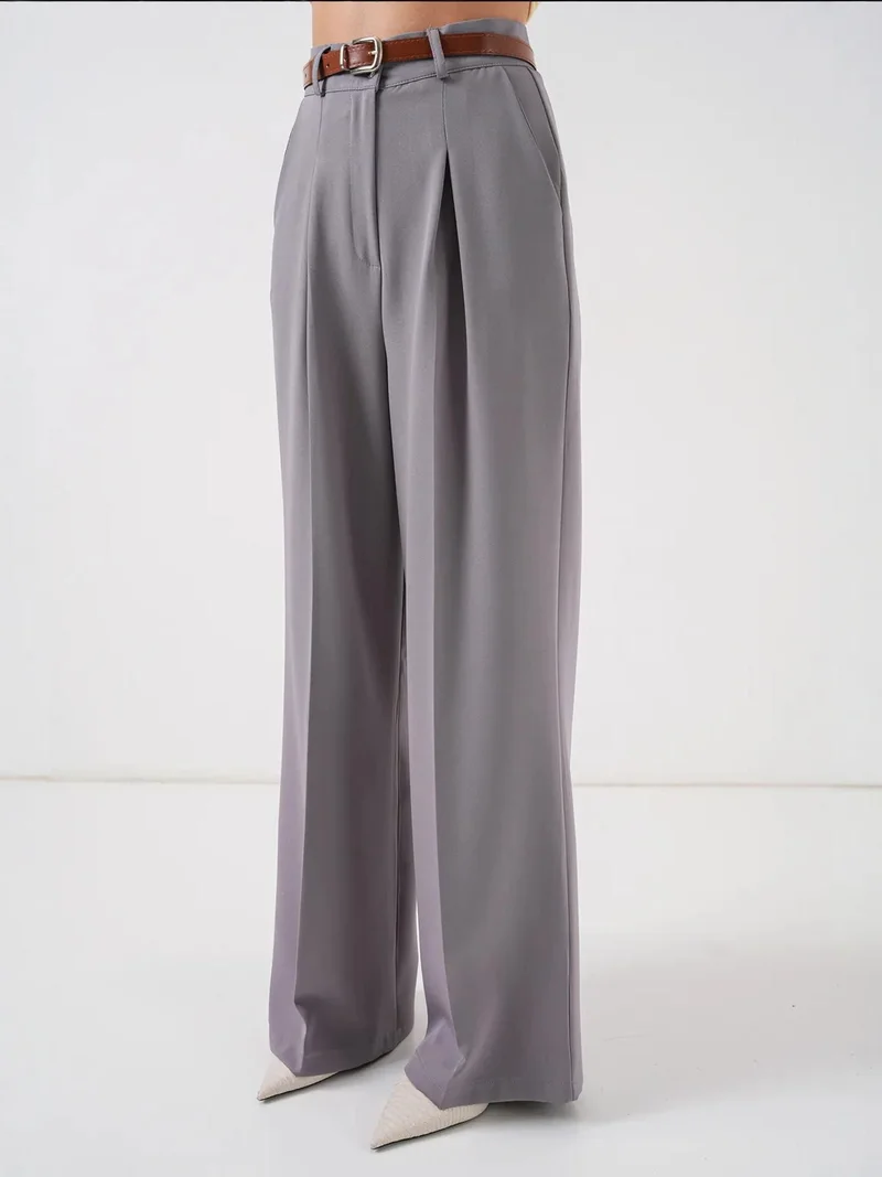 بيغ دارت بنطلون بالازو بليسيه عالي الخصر من