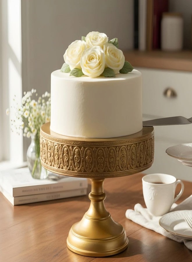 MAXXINN Gold Cake Stand with Pedestal – Vintage Metal Dessert Stand for Cake, Cupcake & Pastry Display | Decorative Serving Stand for Birthday, Wedding, Party & Table Décor - Image 4