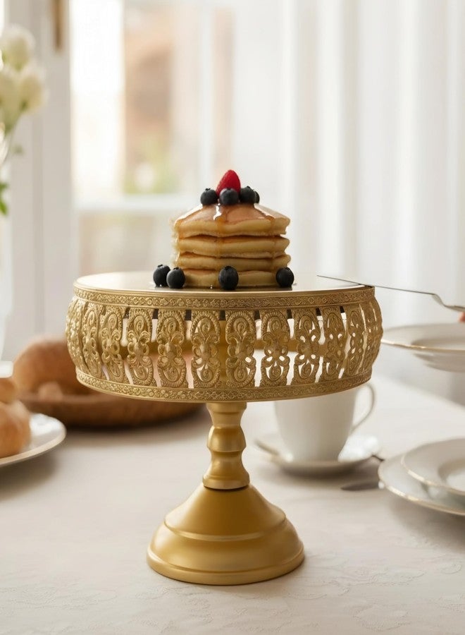 MAXXINN Gold Cake Stand with Pedestal – Vintage Metal Dessert Stand for Cake, Cupcake & Pastry Display | Decorative Serving Stand for Birthday, Wedding, Party & Table Décor - Image 3