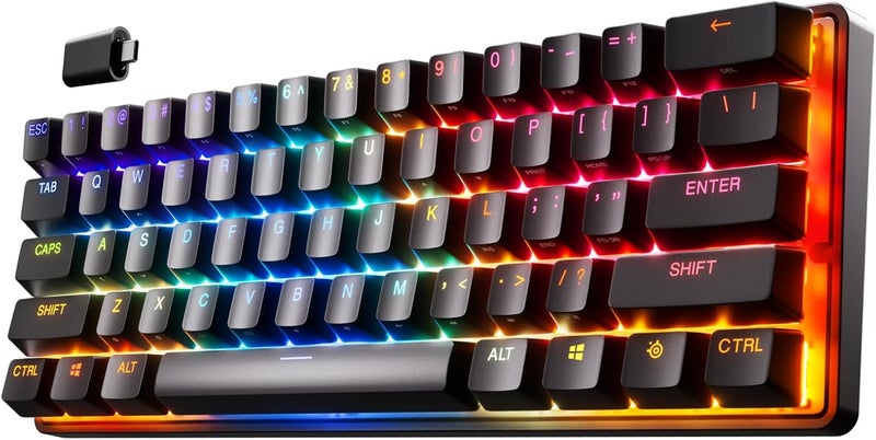 SteelSeries Apex Pro Mini Wireless Keyboard  60 Design  OmniPoint 20  Quantum 20 Wireless  Double Shot PBT Keycaps  Black - Image 1