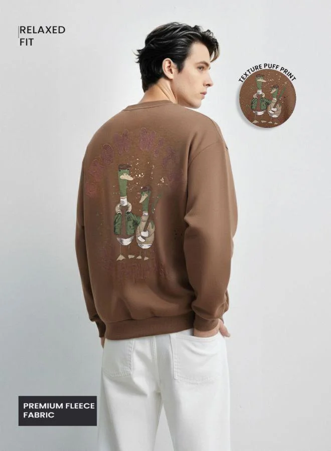 The Indian Garage Co Men Relaxed Fit Graphic Printed Crew Neck Full Sleeves Sweatshirt