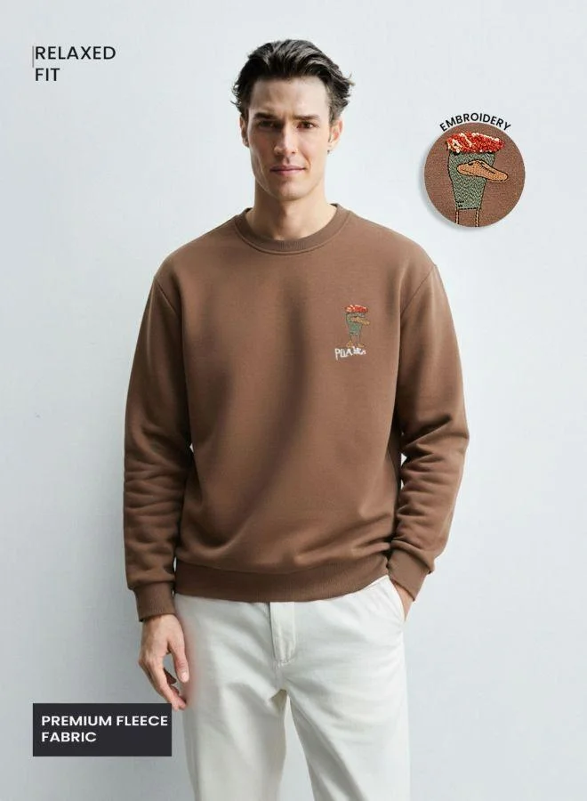 The Indian Garage Co Men Relaxed Fit Graphic Printed Crew Neck Full Sleeves Sweatshirt